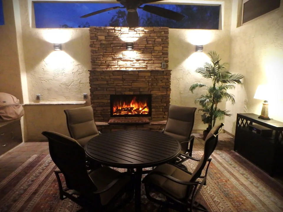 Covered Exterior Fireplace